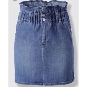 Paper bag denim skirt